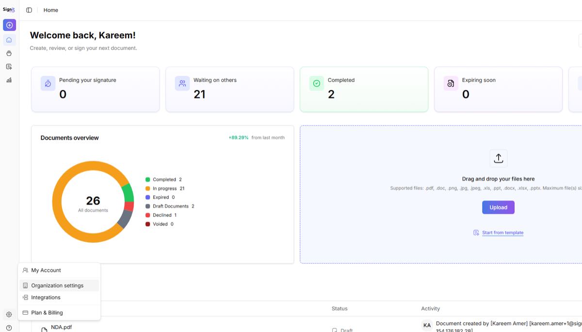 Open Organization settings → Org. email branding