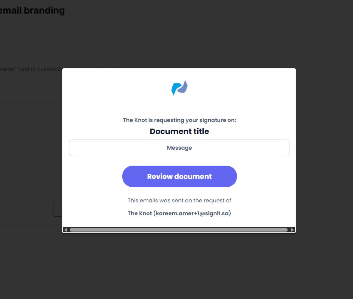 Preview the branded notification