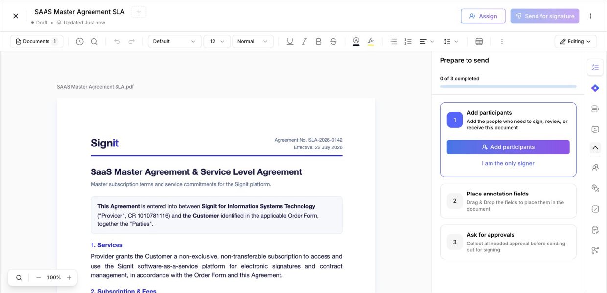 Prepare to send — a step-by-step checklist with a completion bar
