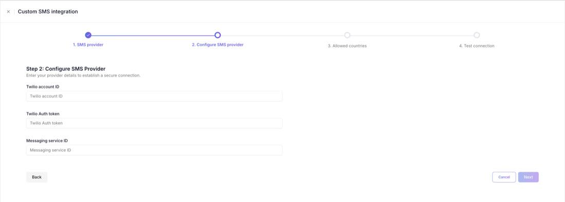 Twilio configuration fields