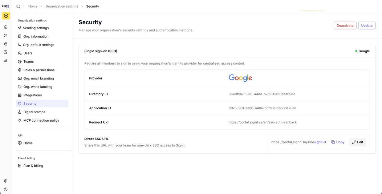Google SSO activated — your team now signs in with Google