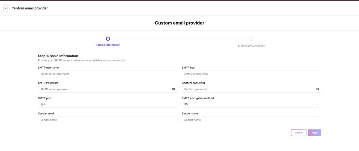 Step 1: Basic information form