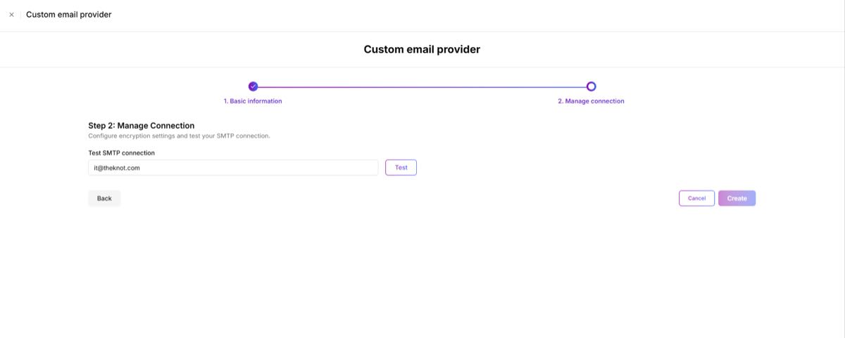 Step 2: Manage connection and test
