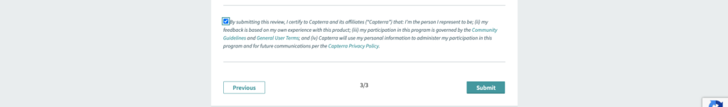review submitting in Capterra