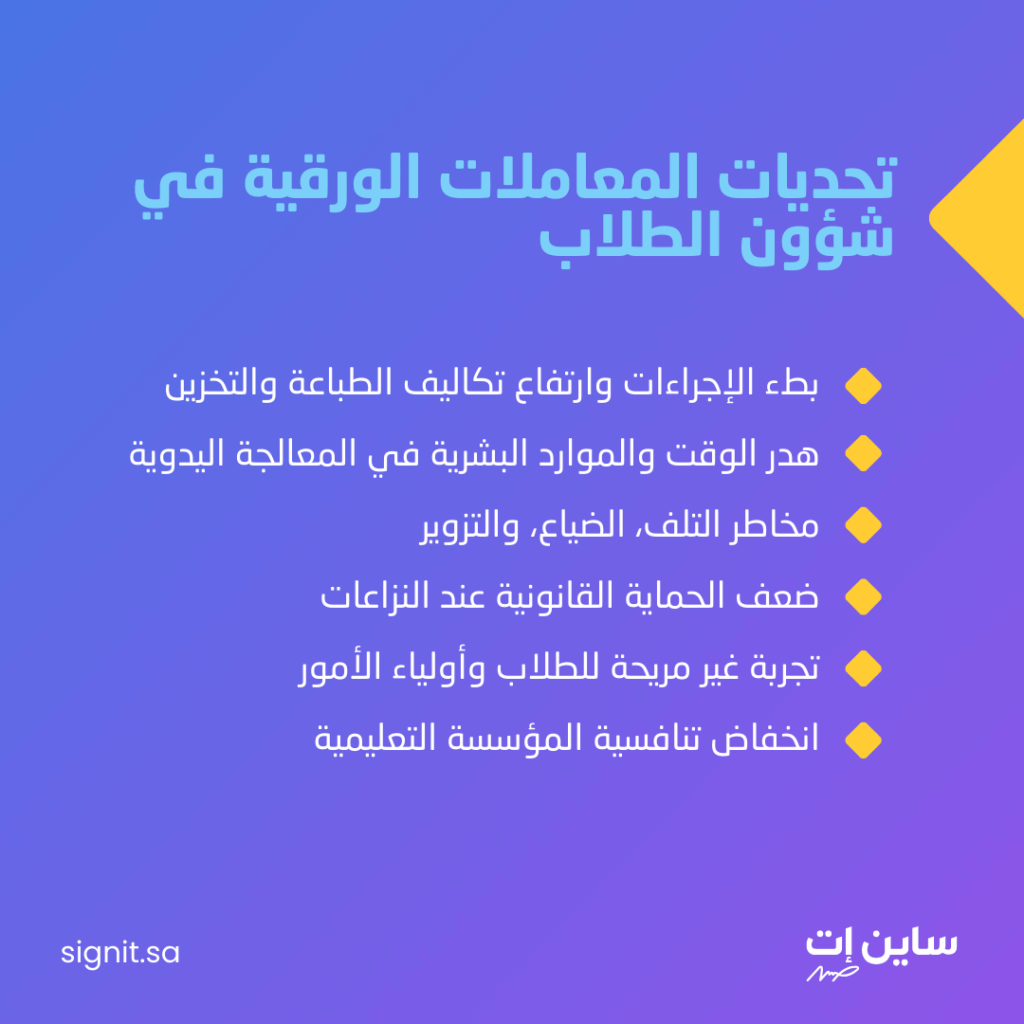 تحديات المعاملات الورقية في شؤون الطلاب