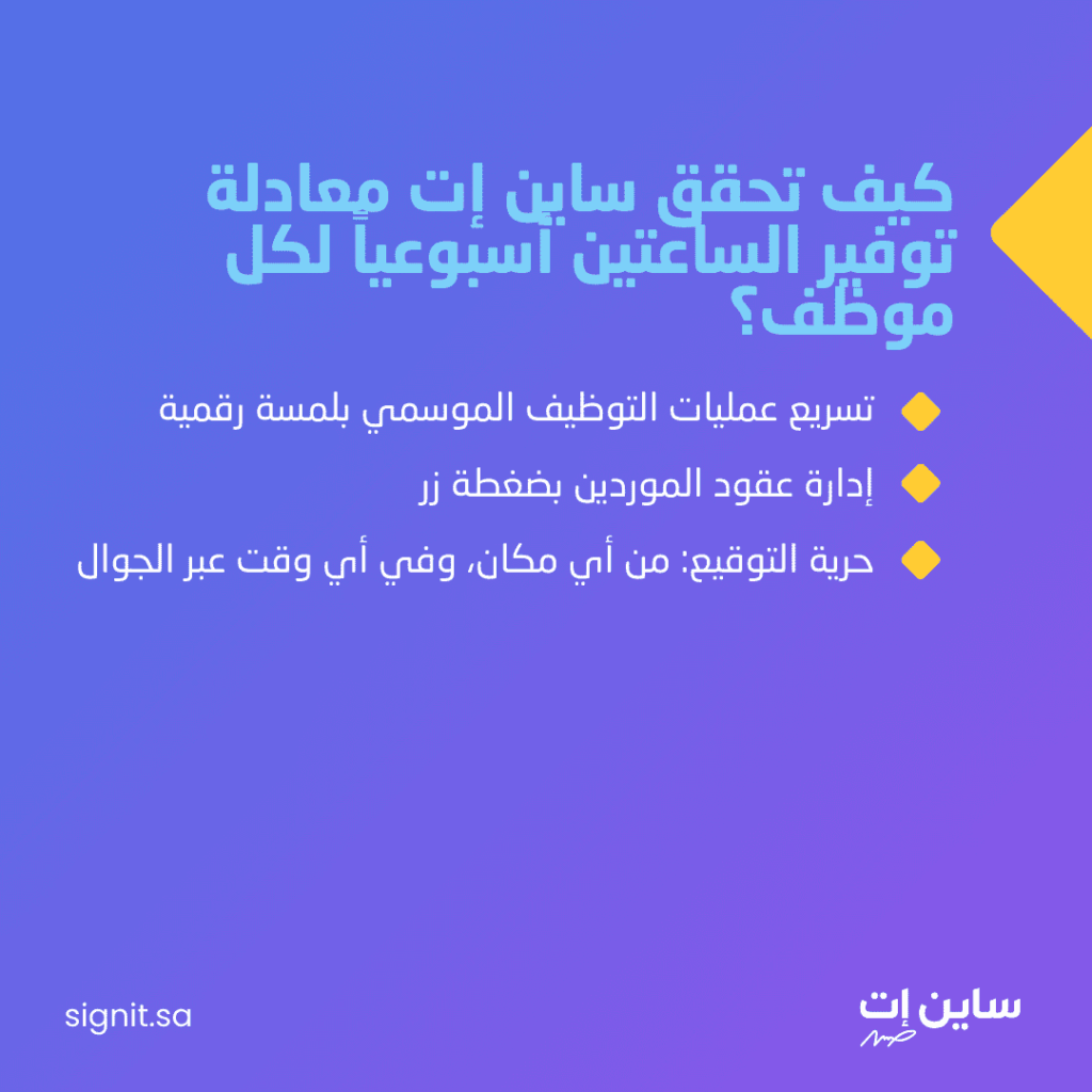 كيف تحقق ساين إت معادلة توفير الساعتين أسبوعياً لكل موظف